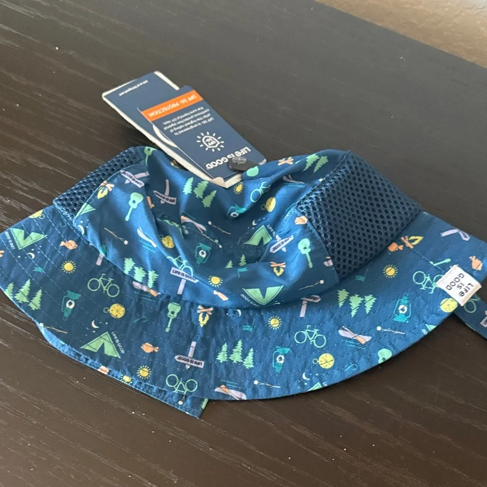 Life is Good Blue Adventure Hat with Fun Outdoor Print